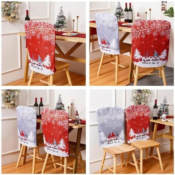 Stolsöverdrag - Jul - Röd och grå - Non-woven - 57x48CM - 2 delar