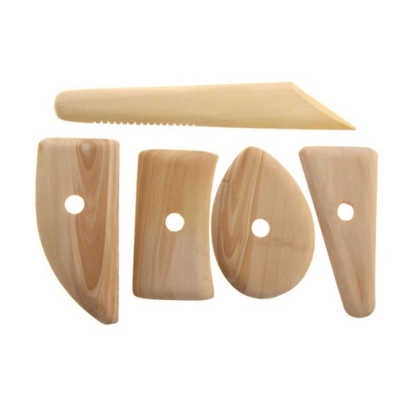 Family Multifunction 5Pcs Wood Pottery Clay Plasticine Sculpture Ceramics Molding Tool