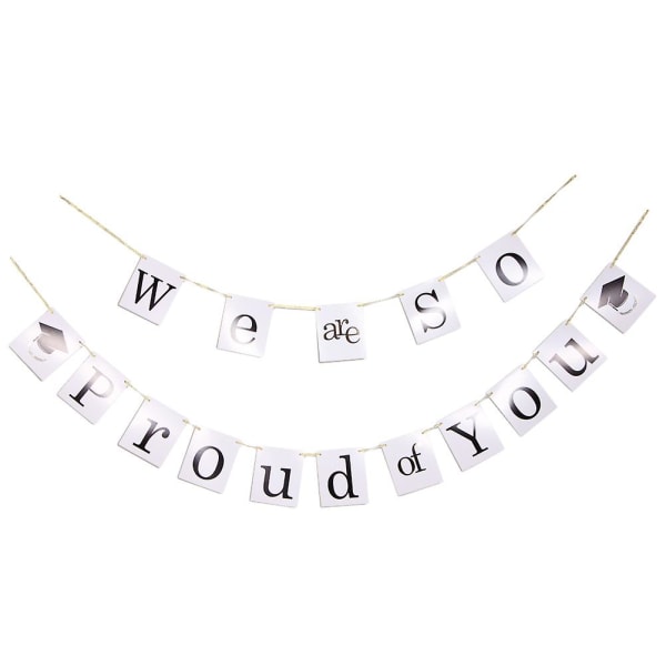 Hvid Bogstav Trykt Flag 2020 Graduation Party Bunting Banner Kreativ Form Delikat Graduation H