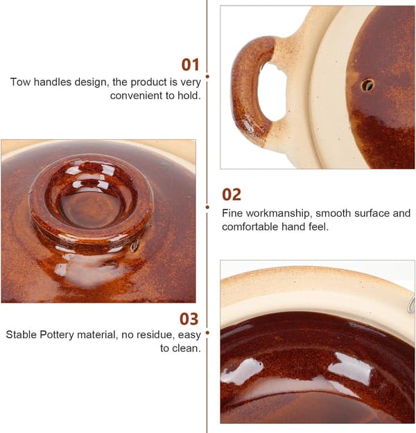 5l Clay Pot Single Handle Even Heat Transfer Nonstick Surface Double Handles Kitchen Pot