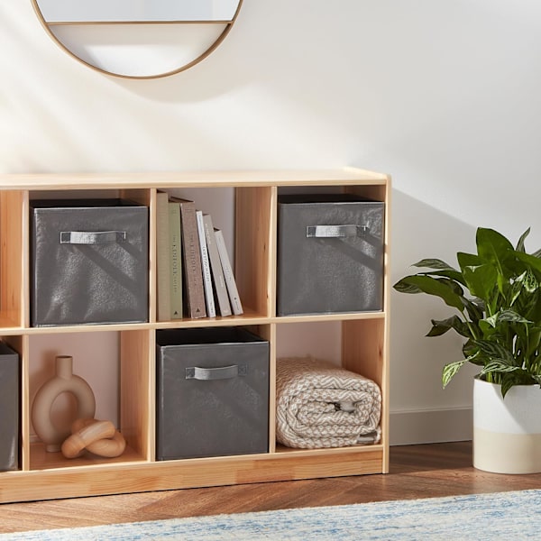 Foldable Fabric Storage Cube/Organizer with Handles, 6-Pack, Solid Gray, 10.5 x 10.5 x 11 inches