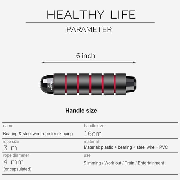 This jump rope has ball bearings, a quickly adjustable cable, and 15 cm memory foam handles, making it ideal for cardio training.