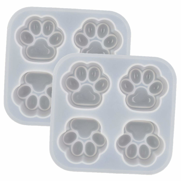 2-pack Katttassar Form Epoxiform, Spegel & Matt Finish Yta Söt Kattfotavtryck Resin Gjutning Silikonform