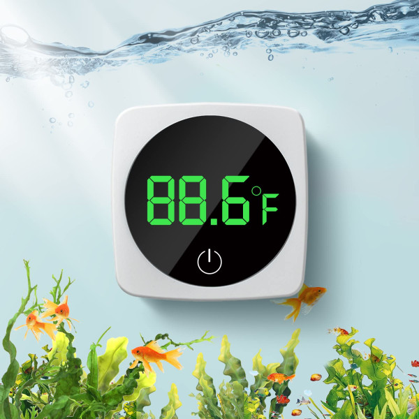 Akvarietermometer Digital, Fiskakvarietermometer Noggrann LED-display till ±0,9°F Tanktermometer Akvarium Temperaturmätning Lämplig för fisk, Axolotl, Sköldpadda eller vattenlevande