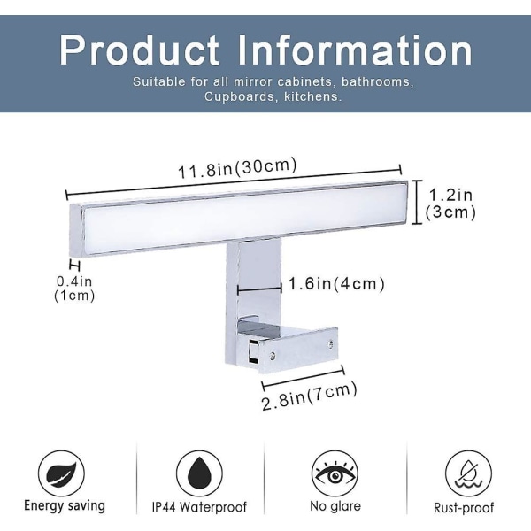 Speilhodelykt Led-30cm 5w Hvitt Lys 6000k