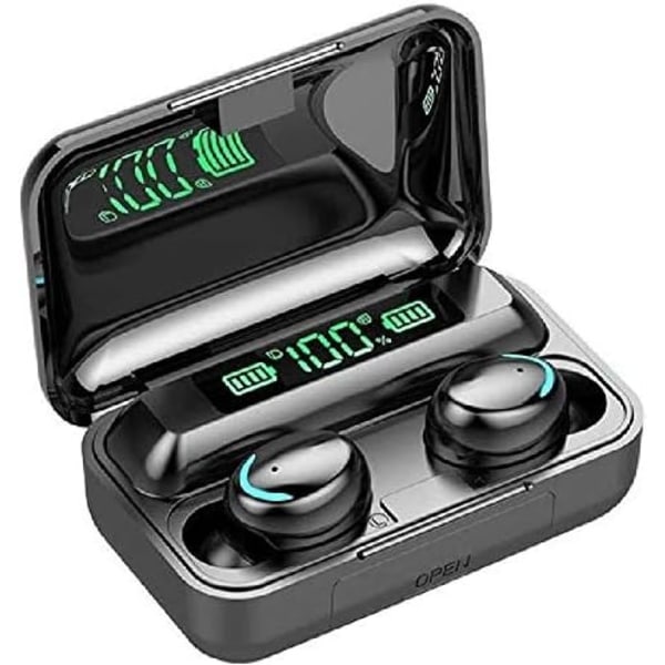 Trådløse ørepropper, Bluetooth 5.0 ørepropper, sportshodetelefoner ørepropper med batteriladeveske Vanntette ørepropper Støyreduserende mikrofon