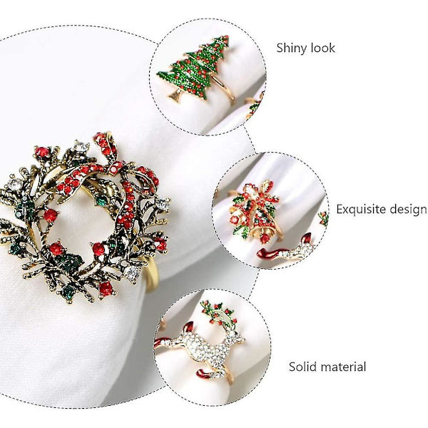 Rings Julservietthållare Semester Servett Ring Cirkel För Jul Thanksgiving Festtillbehör ( 12pcsgold )