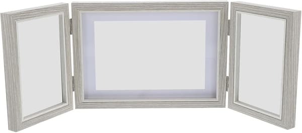 Hinged Photo Frame 3 Openings Picture Frame Natural Wood Grain Foldable Design Convenient