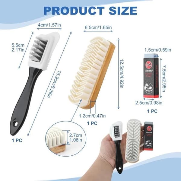 Suede Brush Kit, Crepe Suede Brush, Multi-function Brush with Eraser, Nubuck Brush, Suede Leather Brush