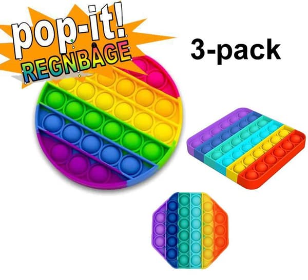3-pak Pop It Fidget Legetøj Original - Regnbue multifarvet multicolor one size multicolor one size