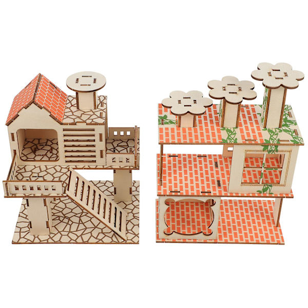 2 stk Hamstere Tilbehør Hamster Skjulested Hytte Lille Dyr Skjulested Hytter Træ Hamstere Huse 13X6.5X18C