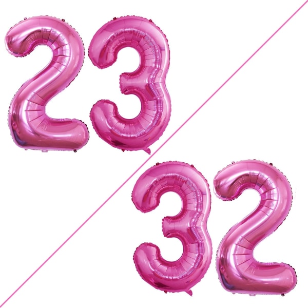 40 tuuman vaaleanpunainen numero 23 numero 32 ilmapallot, Jumbo Foil Helium ilmapallot 23- tai 32-vuotissyntymäpäivien koristeluun ja vuosipäivätapahtumaan