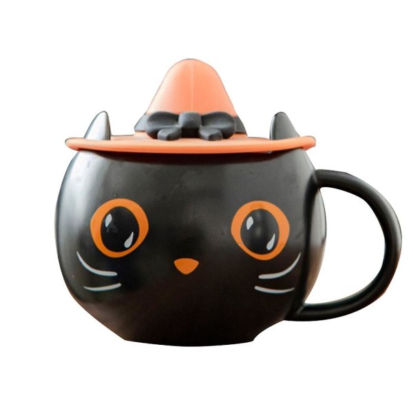 Henkilökohtainen söpö, salaperäinen musta kissakuppi Halloween-kahvi-teekuppi perhepari Ystävänpäivälahja keraaminen kuppi1 set