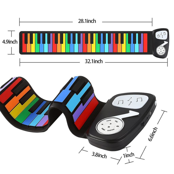 Roll Up Piano Keyboard Bærbart For pedagogiske barn Nybegynnere Med Sustain PedalB B