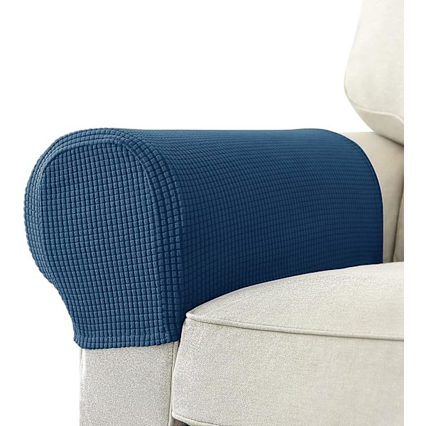 Set med 2 Jacquard Stretch Soffa Armstöd Armstödsskydd Halksäkra Möbelskydd Armstödsskydd för Soffa Recliner Royal Blå Royal Blue