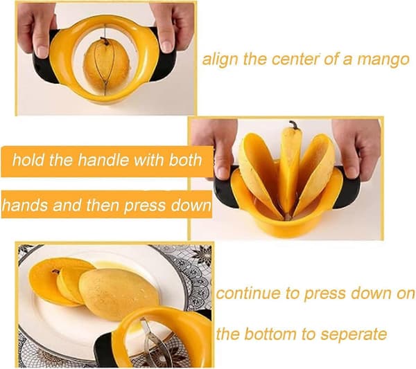 Mango Peeler, Mango Slicer, Peeler and Pitter Tool, Fruit Slicer, Fruit Cutter and Pitter, Non-Slip Ergonomic Silicone Handle