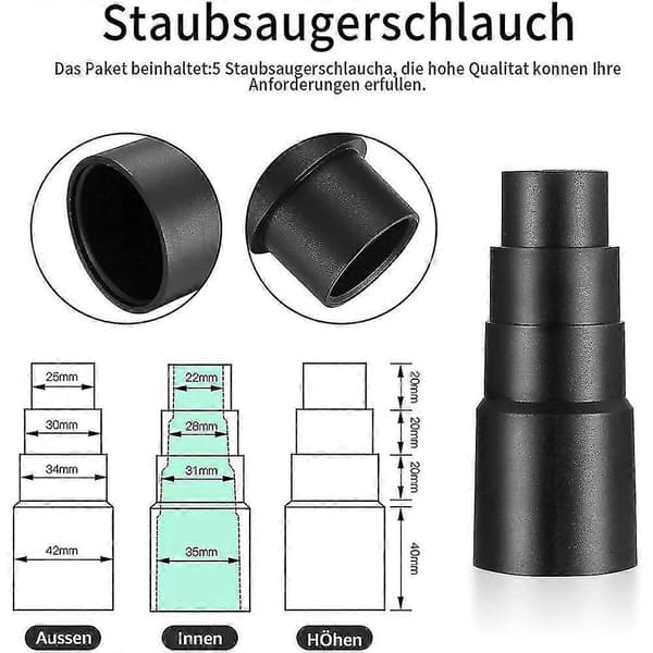 6 stycken dammsugaradapter, universell dammsugaradapter, dammsugarslangkonverteringsadapter, V
