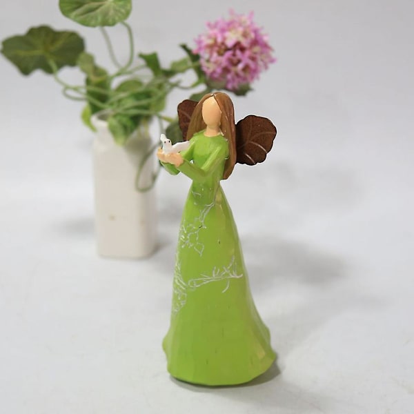 Sød Mors Dag Ornament Mikrolandskab Statue Gave Harpiks Håndværk Skrivebords Have Have Dekoration Grøn Bælte Blomsterpotte