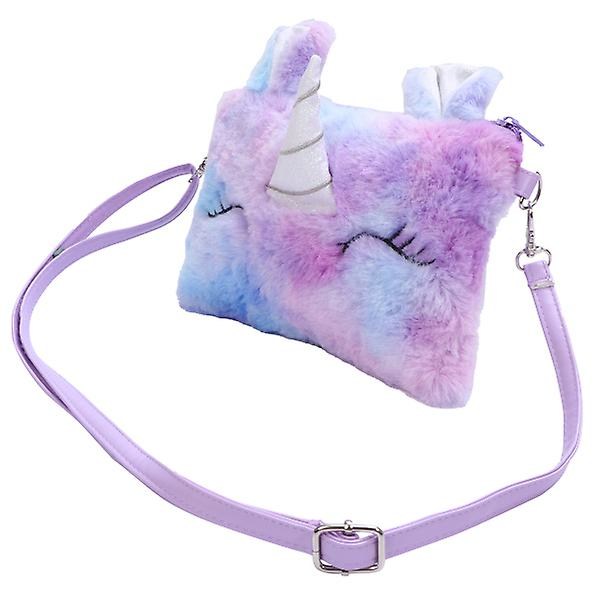 Pung Plys Crossbody Taske Plys Pung Wallet Taske Fluffy Punge HåndtaskerViolet18x13x1cm
