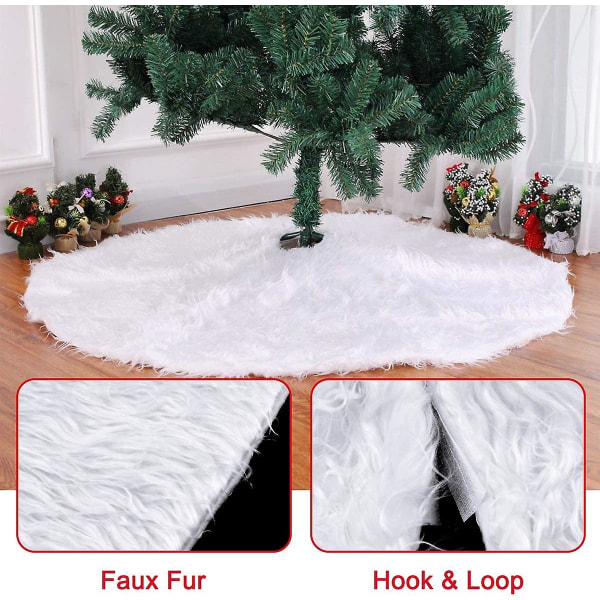 78 cm Juletre Skjørt, Hvit Pluss Faux Fur Juletre Matte, Juletre Skjørt, Juletre Dekorasjon, Tre Stativ Deksel For Julen