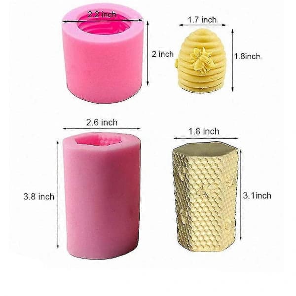 HA~2-pack 3D-bi-ljusformar bikupa silikonform för ljustillverkningstillbehör (a-5-f6)