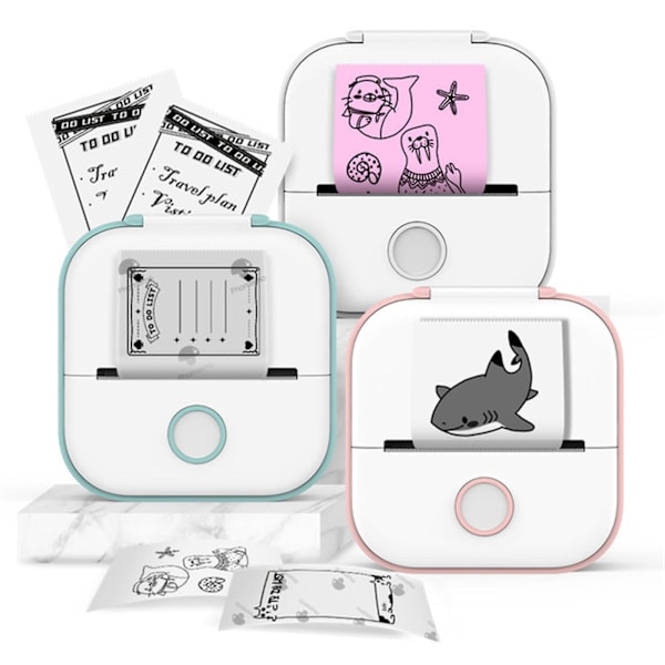 Instant Mini Sticker Printere - Bærbar Mini Bluetooth-kompatibel Lommeprintere med Termisk Udskrivning Pink