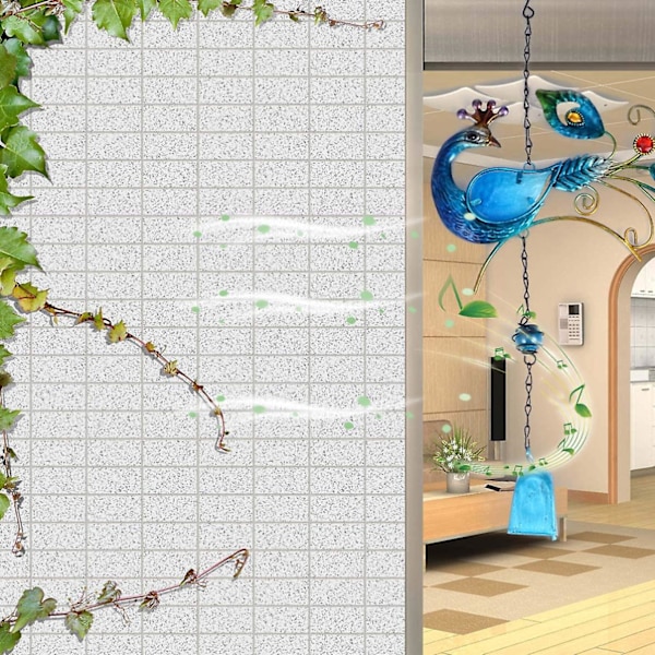 2 kpl Metalliset Peacock-tuulikellot Eläin Peacock Riippuva Figuriini Stained Glass Bells