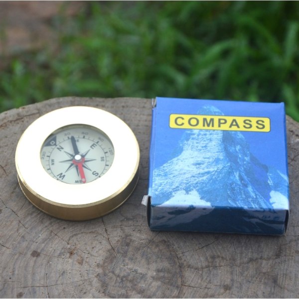Mini Noctilucent Military Camping Marching Compass Gold Pocket Compass för Wild Survival Navigation