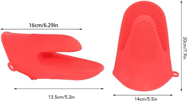 Silicone Pot Holders Set Heat Resistant Mini Oven Mitts Thickened Anti-scald Kitchen Mitts Pot Mats for Cooking Baking (Red)
