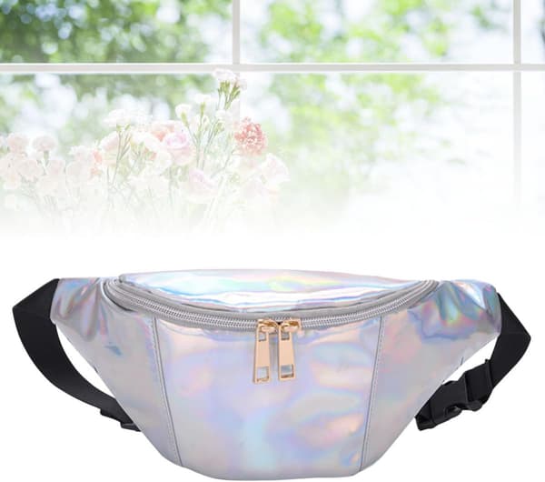 Holografisk midjeväska 10 tum PU Mode Resebälte Pack