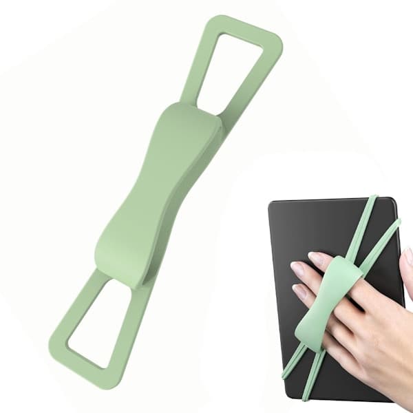 Skridsikkert elastikbånd/silikonegreb (grøn) - kompatibel med 4-8 tommer e-læsere/tablets - skridsikkert fingerringsgreb til mobiltelefoner