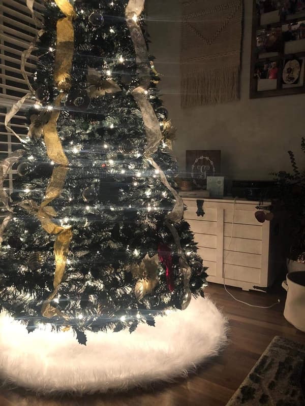 Juletreteppe, plysj hvitt snøteppe, 152 cm, 60 tommer
