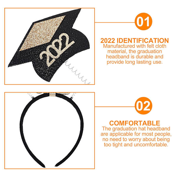 2 stk. Kvastpynt Festrekvisita Hodebånd Fest Hårbånd 2022 Graduation Hodebånd Mini Grad Cap Headba