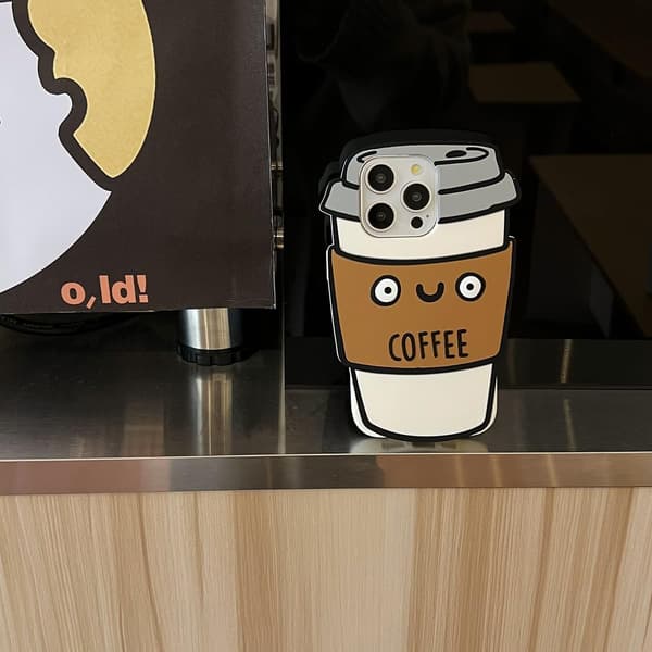 Mobilskal Passar iPhone 16 Pro Max, Sött Tecknat Kaffe Mobilskal 3D Roligt Skal för Kvinnor Flickor Mjukt Silikon Stötsäkert Skydd för iPhone 16 Pro M