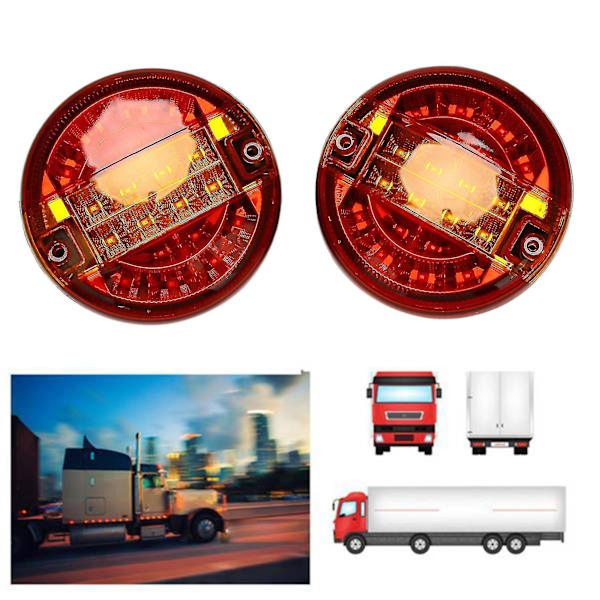 2x 5 tommer LED runde hamburger baglygter LED trailer baglygte