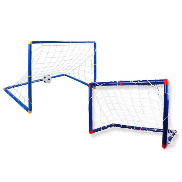 1 Sæt Udendørs DIY Fodbold Legetøjs Sæt Fodboldmål Net Fodbold Samle Rør Tilbehør Inflator Blue 60X47cm