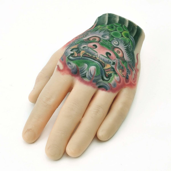 Tatovering Praksis Fake Hand - Yuelong Silikon venstre Palm Tatovering Practice Hand Fake Skin Tattoo Hand Practice Skin Dummy Fake Tattoo Skin for Tattoo Arti