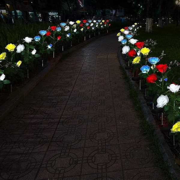 Rose solcellelampe utendørs sti hagedekorasjonslys solcelle hagestakelys.