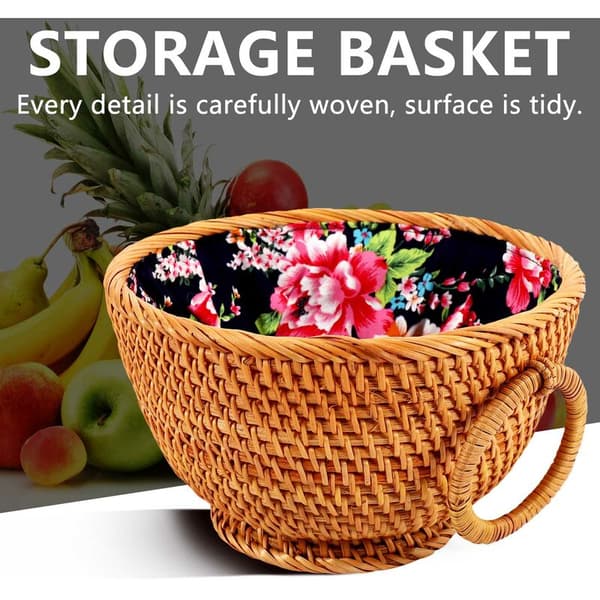 Round Rattan Woven Fruit Basket, Storage Baskets, Dried Fruit, Candy, Snacks, Dessert, Food Storage Container