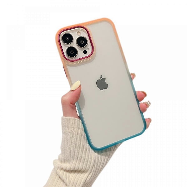 For iPhone 13 Pro Max Case Design, [No Yellowing] Shockproof Protective Case Ultra-Thin Case, Orange+Blue