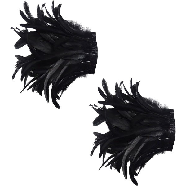 Gotiska axelvaddar för män i fjäderdräkt Dans Halloween-dekorationer Set om 2 (svart)