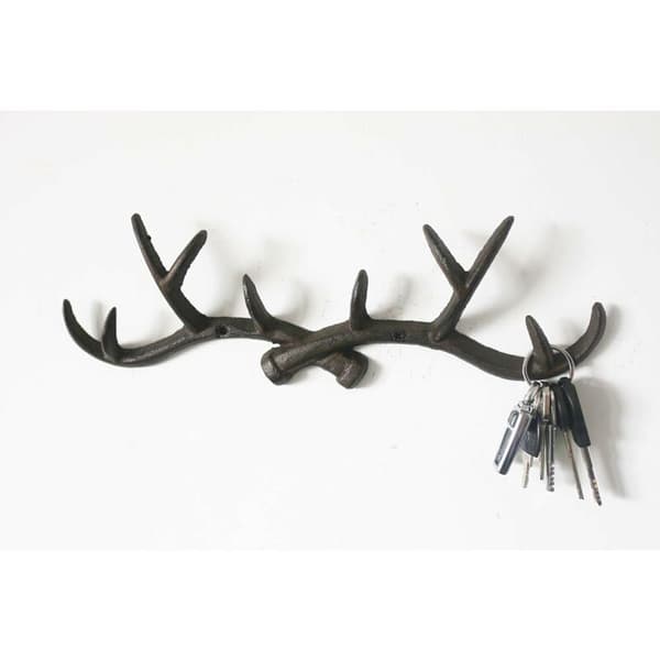 Rustic Cast Iron Wall Mounted Deer Antler Coat Rack