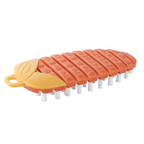 Multifunktionell böjbar rengöringsborste, hushållsborste, kastrullskrubbar för kök (2-pack, vit+orange)
