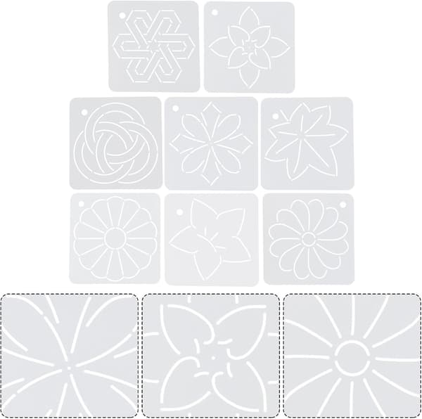 8 stk. quilteskabeloner sæt blomsterbroderi patchwork syning maleri DIY håndværkstilbehør