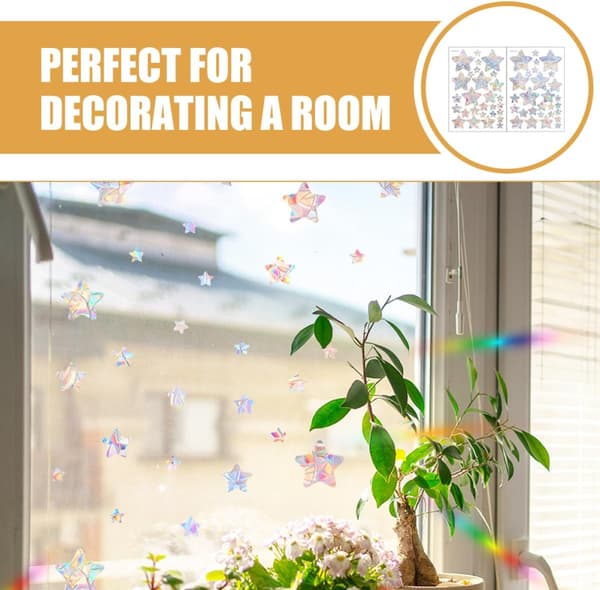 DIY Window Sticker Anti-Collision Window Decals Star-Shaped Mixed Colors PVC Self-Adhesive