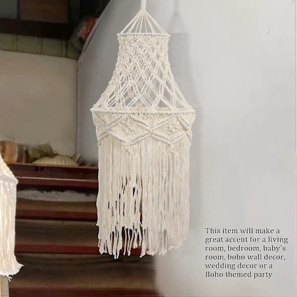 Macrame Lampshade Hanging Pendant Light Cover Modern Bohemian