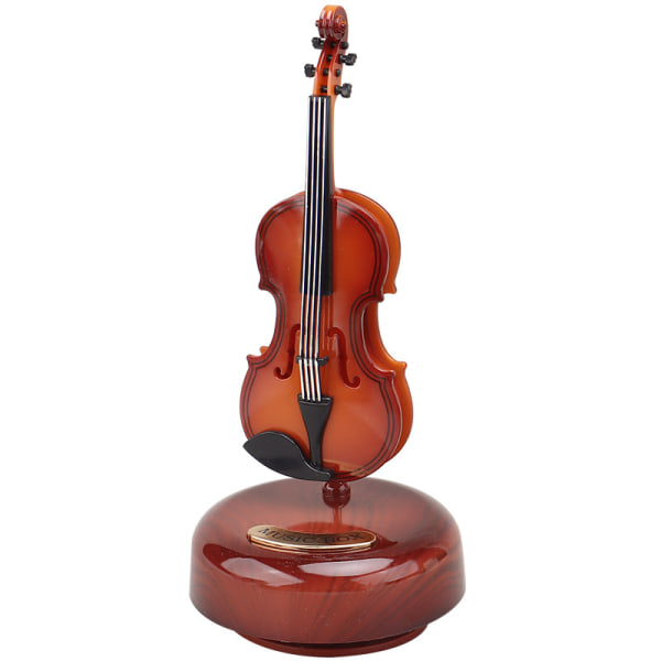 Mini musikkboks, fiolinformet roterende musikkboks for dekorasjon av hjemmekontor-gavedekorasjoner