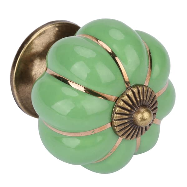 European Style Green Ceramic Pumpkin Knobs - Cabinet Drawer Furniture Handle Pull