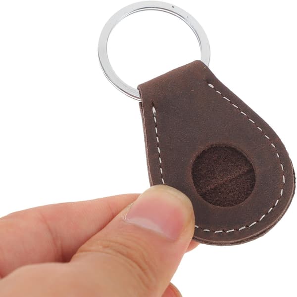 Leather Keychain Coin Pouch for Collector Coins AA Chip Quarter Display Case with Snap Closure