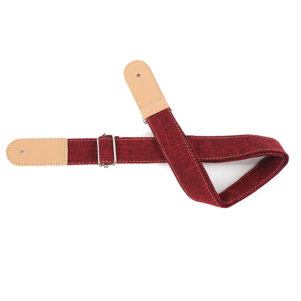 Adjustable Cotton Linen Ukulele Strap with Sliding Buckle, Red